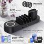 Imguardz 5 in 1 Charging Station for Multiple Devices, Multi Charger Docking Stand with Wireless Charging 3 USB Port Compatible with iPhone 12/11/AirPods/iPad/iWatch/Android Phone, Black