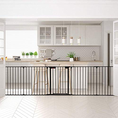Costzon Baby Safety Gate, 115 Inch Length 5 Panel Adjustable Wide Fireplace Fence, BBQ Metal Fire Gate, Pet Isolation Fence with Walk-Through Door, Freestanding Hearth Gate (Black, Medium) Costzon Baby Safety Gate, 115 Inch Length 5 Panel Adjustable Wide Fireplace Fence, BBQ Metal Fire Gate, Pet Isolation Fence with Walk-Through Door, Freestanding Hearth Gate (Black, Medium)
