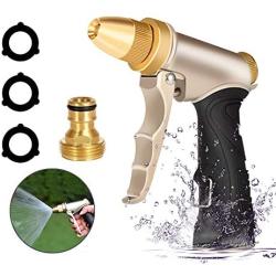 Garden Hose Nozzle Hose Sprayer 100% Heavy Duty Metal Hose Spray Nozzle High Pressure Spray Gun 4 Adjustable Patterns Water Nozzle for Watering Plants & Lawn,Washing Car, Showering Pets,Cleaning