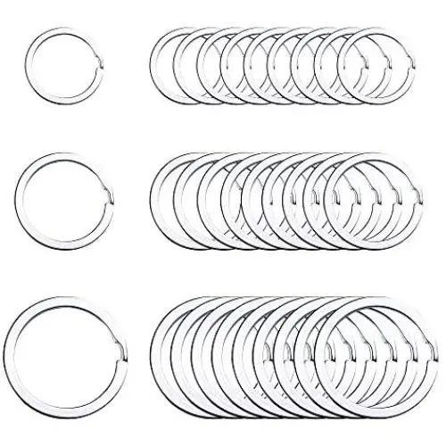 Flat Key Rings Key Chain Metal Split Ring 30pcs (Round 3/4 Inch, 1 Inch and 1.25 Inch Diameter), for Home Car Keys Organization, Lead Free Nickel Plated Silver Flat Key Rings Key Chain Metal Split Ring 30pcs (Round 3/4 Inch, 1 Inch and 1.25 Inch Diameter), for Home Car Keys Organization, Lead Free Nickel Plated Silver