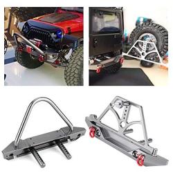 RC Car Bumper, CNC Metal RC Car Front Rear Bumper with Spare Tire Carrier for Axial SCX10 SCX10 II Replacement Parts