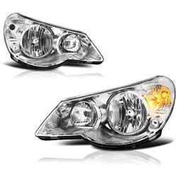 VIPMOTOZ For 2007-2010 Chrysler Sebring Headlights - Metallic Chrome Housing, Driver and Passenger Side