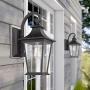 Emliviar Outdoor Wall Lantern, 1-Light Exterior Wall Mount Light with Clear Glass in Black Finish, 18'' Height, 500181