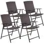 Tangkula 4 PCS Folding Patio Chair Set Outdoor Pool Lawn Portable Wicker Chair with Armrest & Footrest Durable Rattan Steel Frame Commercial Foldable Stackable Party Wedding Chair Set (24X23X37) Tangkula 4 PCS Folding Patio Chair Set Outdoor Pool Lawn Portable Wicker Chair with Armrest & Footrest Durable Rattan Steel Frame Commercial Foldable Stackable Party Wedding Chair Set (24X23X37)