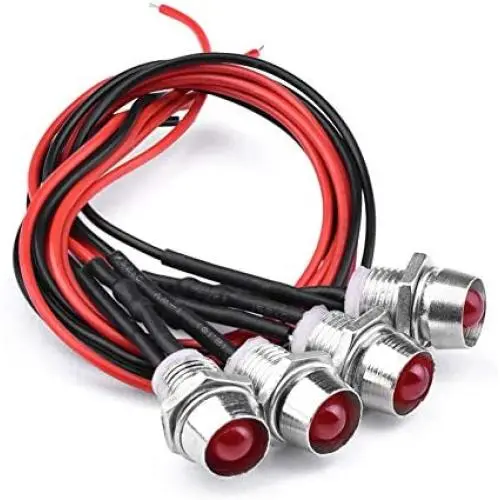 Cobella 4mm Metal Indicator Light 12V Waterproof Signal Lamp 0.3'' Mounting Hole Diameter, 2PCS, Red Cobella 4mm Metal Indicator Light 12V Waterproof Signal Lamp 0.3'' Mounting Hole Diameter, 2PCS, Red