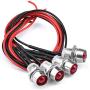 Cobella 4mm Metal Indicator Light 12V Waterproof Signal Lamp 0.3'' Mounting Hole Diameter, 2PCS, Red
