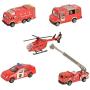 BOHS Fire Emergency Race and Rescue Vehicles - Mini Die-cast Metal Miniature Model - Aerial Ladder Firetruck, Rescue Helicopter, Water Tank Fire Engine,Patrol Car,Commander Center ( Pack of 5)