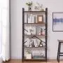 OIAHOMY Industrial Bookshelf,5-Tier Vintage Bookcase and Bookshelves,Rustic Wood and Metal Shelving Unit,Display Rack and Storage Organizer for Living Room, Rustic Brown OIAHOMY Industrial Bookshelf,5-Tier Vintage Bookcase and Bookshelves,Rustic Wood and Metal Shelving Unit,Display Rack and Storage Organizer for Living Room, Rustic Brown