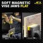 JCL Soft Vise Jaws | 4 inch vice jaws (2 pack), including 1 set grooved and 1 set flat | Use on any Metal Bench Vise to safely clamp flat, round or irregular shapes objects JCL Soft Vise Jaws | 4 inch vice jaws (2 pack), including 1 set grooved and 1 set flat | Use on any Metal Bench Vise to safely clamp flat, round or irregular shapes objects