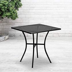 Flash Furniture Commercial Grade 28'' Square Black Indoor-Outdoor Steel Patio Table