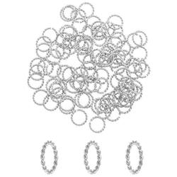 UNICRAFTALE 100pcs 304 Stainless Steel Close but Unsoldered Jump Rings Silver Tone Open Jump Rings Twisted Connector Rings for Necklace DIY Jewelry Making 12x1.5mm