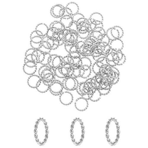 UNICRAFTALE 100pcs 304 Stainless Steel Close but Unsoldered Jump Rings Silver Tone Open Jump Rings Twisted Connector Rings for Necklace DIY Jewelry Making 12x1.5mm