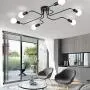 ZEEFO Flush Mount Ceiling Light Modern Art Vintage Sputnik Design Chandelier Metal Black Industrial Lighting Fixtures with 6 Lights E26 Bulb Base Suitable for Kitchen,Dining Room, Bedroom ZEEFO Flush Mount Ceiling Light Modern Art Vintage Sputnik Design Chandelier Metal Black Industrial Lighting Fixtures with 6 Lights E26 Bulb Base Suitable for Kitchen,Dining Room, Bedroom