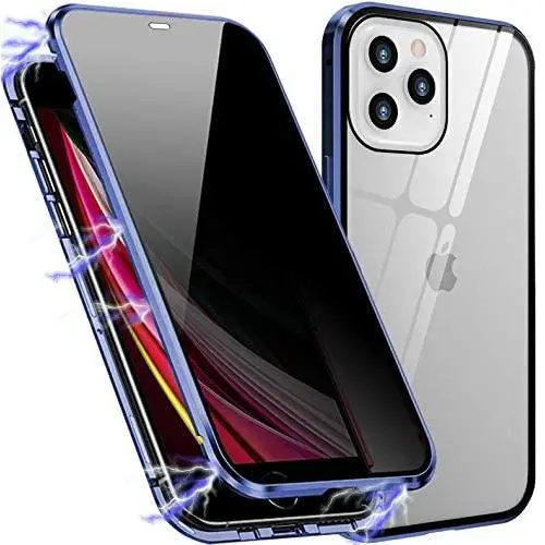Case Compatible with iPhone 12 Mini, Privacy Magnetic Anti-Peeping Front and Back Tempered Glass Full Screen Coverage Magnet Metal Frame Anti-spy Case for Apple iPhone 12 Mini (Blue) Case Compatible with iPhone 12 Mini, Privacy Magnetic Anti-Peeping Front and Back Tempered Glass Full Screen Coverage Magnet Metal Frame Anti-spy Case for Apple iPhone 12 Mini (Blue)