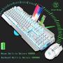 Rechargeable Keyboard and Mouse,Suspended Keycap Mechanical Feel Metal Panel Gaming Keyboard Mouse Combo,3800mAh Large Capacity Lithium Battery,Anti-ghosting (White)