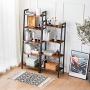 YMYNY Industrial Ladder Shelves, 4-Tier Bookshelf with Metal Frame and Wood Look, Standing Organizer Shelf for Bathroom, Living Room Office, Rustic Brown UTMJ014H
