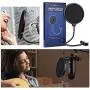 Pop Filter, Mic Pop Filter Windscreen,Swivel with Double Layer Sound Shield Guard Windscreen for Mic, With Flexible 360° Gooseneck and Metal Stabilizing