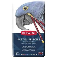 Derwent Pastel Pencils, 4mm Core, Metal Tin, 12 Count (32991)