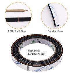 GINOYA BBQ Smoker Gasket, 9.8 Feet High Heat Grill Seal with Adhesive 1/2 Inch Wide 1/8 Inch Thick (Black)