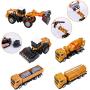 Construction Vehicle Truck Toy Set - 64PCS Kids Engineering Truck Playset with Play Mat, Crane, Cement, Fuel Truck, Wheel Loader with 3 Interchangeable Parts, Birthday for Boys Toddlers