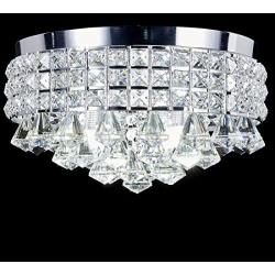 New Galaxy 4-Light Chrome Finish Metal Shade Flushmount Crystal Chandelier Ceiling Fixture