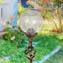 Exhart Solar Clear Cracked Crystal Ball Metal Finials Yard Stake - Glass Ball Metal Stake w/Solar LED Outdoor Lights, Glass Globe Metal Artwork, Glass Orb Metal Ground Stake, 3.5'' L x 3.5'' W x 31'' H