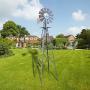 VINGLI 8FT Ornamental Windmill Backyard Garden Decoration Weather Vane, Heavy Duty Metal Wind Mill w/ 4 Legs Design, Grey