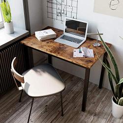 IRONCK Computer Desk 39.4'', Small Desk Home Office Study Desk Metal Frame, Modern Simple Laptop Table, Easy Assembly, Industrial Style, Rustic Brown