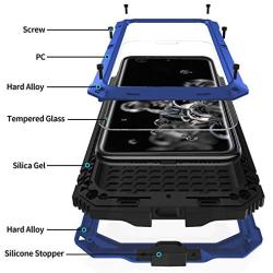 Simicoo Samsung Note 20 Ultra Metal Case with Screen Protector Military Rugged Heavy Duty Shockproof with Stand Camera Protector Full Cover case for Note 20 Ultra (Blue)