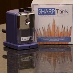 SharpTank - Portable Pencil Sharpener (Metallic Plum) - Compact & Quiet Classroom Sharpener That Gets Straight to The Point!