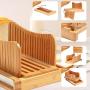 Premium Bamboo Bread Slicer with Knife - Cutting Guide for Homemade Bread, Cakes, Bagels - Foldable and Compact with Crumb Tray and Stainless-Steel Knife