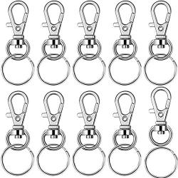 BronaGrand 60 Pieces Metal Swivel Lanyard Snap Hook with Key Rings(Small Size)