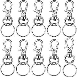 BronaGrand 60 Pieces Metal Swivel Lanyard Snap Hook with Key Rings(Small Size)