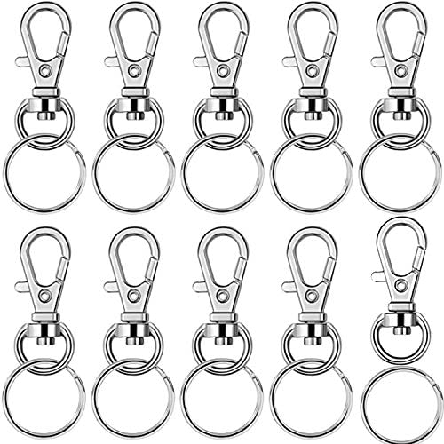 BronaGrand 60 Pieces Metal Swivel Lanyard Snap Hook with Key Rings(Small Size)