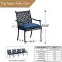 Top Space 4 Piece Metal Outdoor Wrought Iron Patio Furniture,Dinning Chairs Set with Arms and Seat Cushions (4 PC, Blue) Top Space 4 Piece Metal Outdoor Wrought Iron Patio Furniture,Dinning Chairs Set with Arms and Seat Cushions (4 PC, Blue)