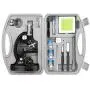 AMSCOPE-KIDS M30-ABS-KT1 Beginner Microscope Kit, LED and Mirror Illumination, 120x - 1200x Six Magnifications, Metal Frame and Base, Includes 48-Piece Accessory Set and Case,Black AMSCOPE-KIDS M30-ABS-KT1 Beginner Microscope Kit, LED and Mirror Illumination, 120x - 1200x Six Magnifications, Metal Frame and Base, Includes 48-Piece Accessory Set and Case,Black