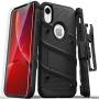 ZIZO Bolt Series for iPhone XR Case Military Grade Drop Tested with Tempered Glass Screen Protector Holster and Kickstand Black Black