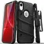 ZIZO Bolt Series for iPhone XR Case Military Grade Drop Tested with Tempered Glass Screen Protector Holster and Kickstand Black Black