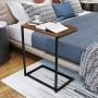 Homemaxs C Table Sofa Side Table, End Snack Table with Wood Finish and Metal Frame, Couch Tables That Slide Under for Living Room and Small Spaces-Easy Assembly