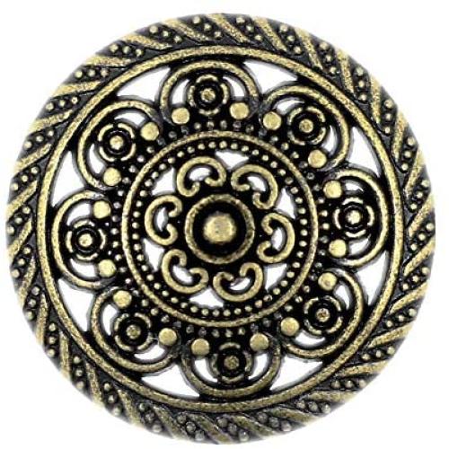 Bezelry 12 Pieces Lacework Filigree Antique Brass Metal Shank Buttons. 21mm (3/4 inch)