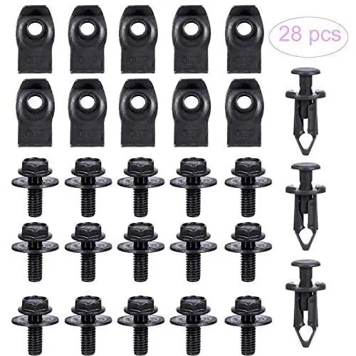 BingSnow 28 Pcs Engine Splash Shield Body Bolts Fender Bumper Clips Rivets Extruded U-Nuts Kit for Nissan 370Z 350Z Infiniti G35 G37 FX35 FX45 EX35 BingSnow 28 Pcs Engine Splash Shield Body Bolts Fender Bumper Clips Rivets Extruded U-Nuts Kit for Nissan 370Z 350Z Infiniti G35 G37 FX35 FX45 EX35