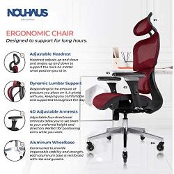 NOUHAUS Ergo3D Ergonomic Office Chair - Rolling Desk Chair with 4D Adjustable Armrest, 3D Lumbar Support and Blade Wheels - Mesh Computer Chair, Gaming Chairs, Executive Swivel Chair (Burgundy)