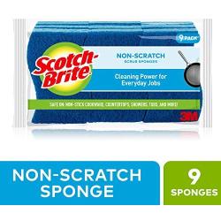 Scotch-Brite Non-Scratch Scrub Sponges, 9 Scrub Sponges, Lasts 50% Longer than the Leading National Value Brand