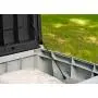 Keter Novel 90 Gallon Resin Deck Box-Organization and Storage for Patio Furniture Outdoor Cushions, Throw Pillows, Garden Tools and Pool Toys, Grey/Black