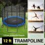 Outdoor Trampoline with Enclosure 12FT - Full Size Backyard Trampoline with Safety Net - Enclosed Trampoline for Kids, Teen, Adult - 12 Feet Indoor Outdoor Trampolines - SereneLife SLTRA12BL