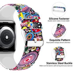 Lwsengme Compatible with Apple Watch Band 38mm 40mm 42mm 44mm, Soft Silicone Replacment Sport Bands Compatible with iWatch Series 5,Series 4,Series 3,Series 2,Series 1 (Flower-3, 42MM/44MM)