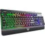 PICTEK Metal Gaming Keyboard, LED Wired Rainbow Keyboard, USB Backlit Membrane Keyboard with Wrist Rest, 19 Anti-ghosting Keys, 12 Multimedia Shortcuts, Spill-Resistant for Windows PC Gamer-Black