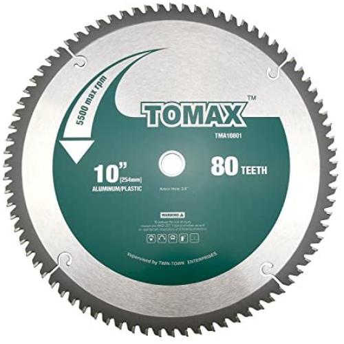 TOMAX 10-Inch 80 Tooth TCG Aluminum and Non-Ferrous Metal Saw Blade with 5/8-Inch Arbor