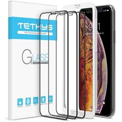 TETHYS Glass Screen Protector Designed for Apple iPhone 11 Pro Max/iPhone Xs Max (6.5'') [Edge to Edge Coverage] Full Protection Durable Tempered Glass [Guidance Frame Included] - Pack of 3