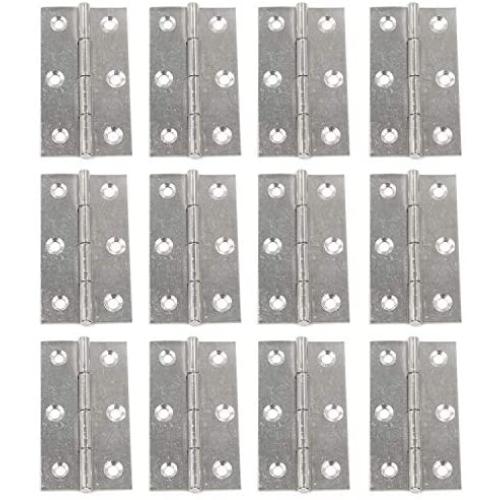 MTMTOOL 12 Pieces Silver Tone Folding Butt Hinge 2.7'' Stainless Steel Butt Hinges Home Hardware Cabinet Door Hinge